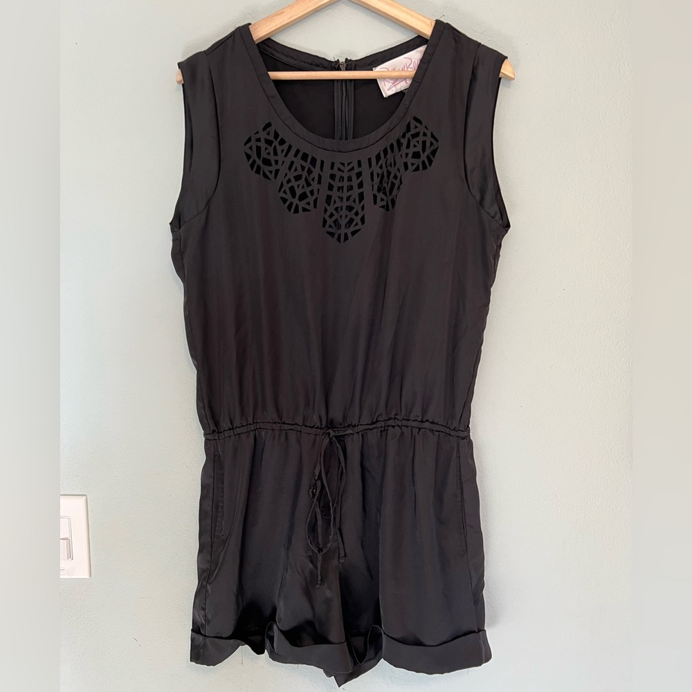 Black silk-like romper